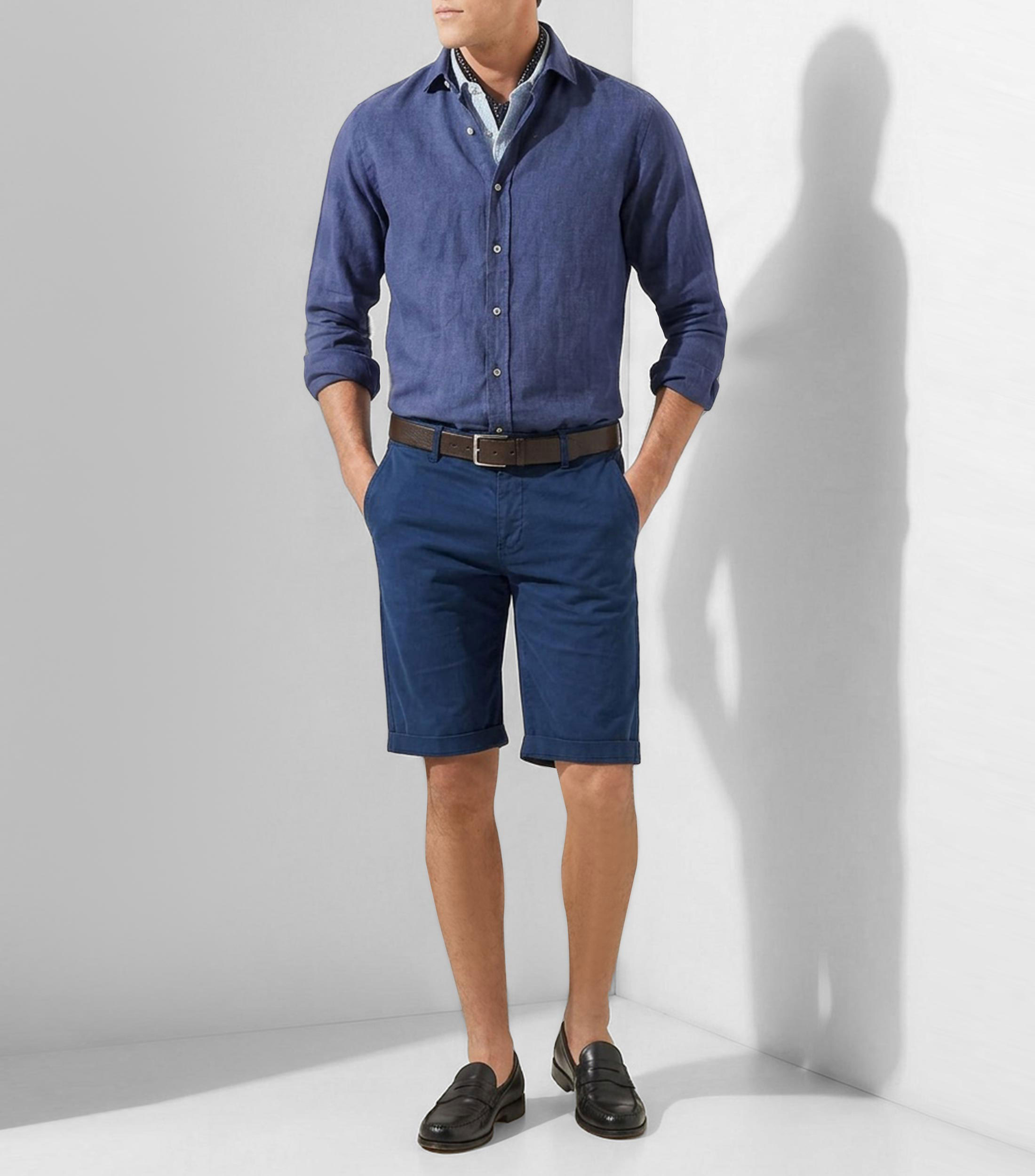 Camisa lisa manga larga Hombre
